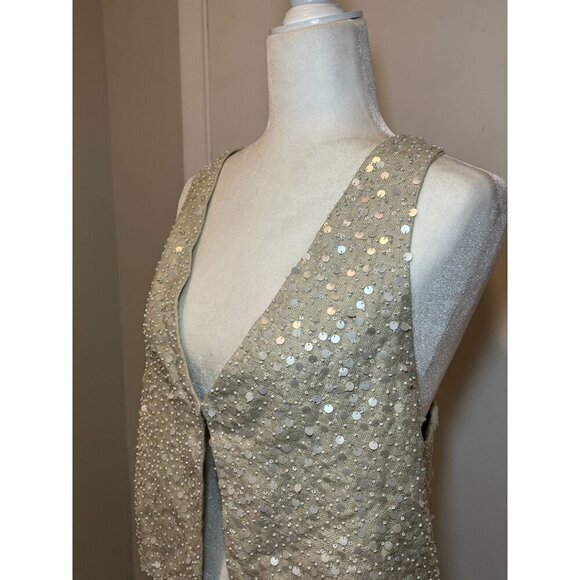 Eileen Fisher MATKA Sequin Encrusted Silk Vest Women Size Small - Picture 3 of 8